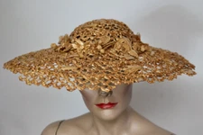 vintage JACCARD high fashion ornate straw hat