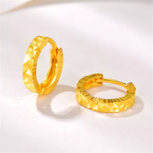 Rein 999 24K Gelbgold Ohrring Damen Glück Vollstern Ohrringe Creolen 1,9-2,1g - Bild 2 von 5