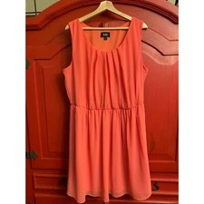By & By 1X Coral Sundress Tank Style Light Cool Sheer Lined Melon Orange EUC