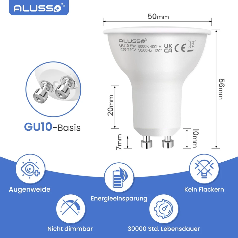 1-100X 5W 7W GU10 LED LED Lampen Leuchtmittel Glühbirne Einbaustrahler Spotlicht - Bild 2 von 4