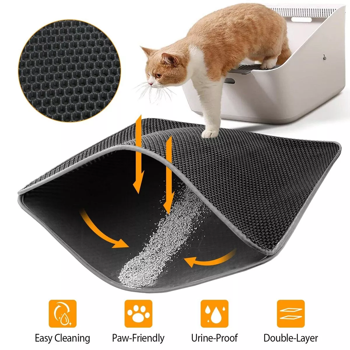 24X17 Cat Litter Mat Double-Layer Urine Proof Easy Clean Scatter Pad  Waterproof