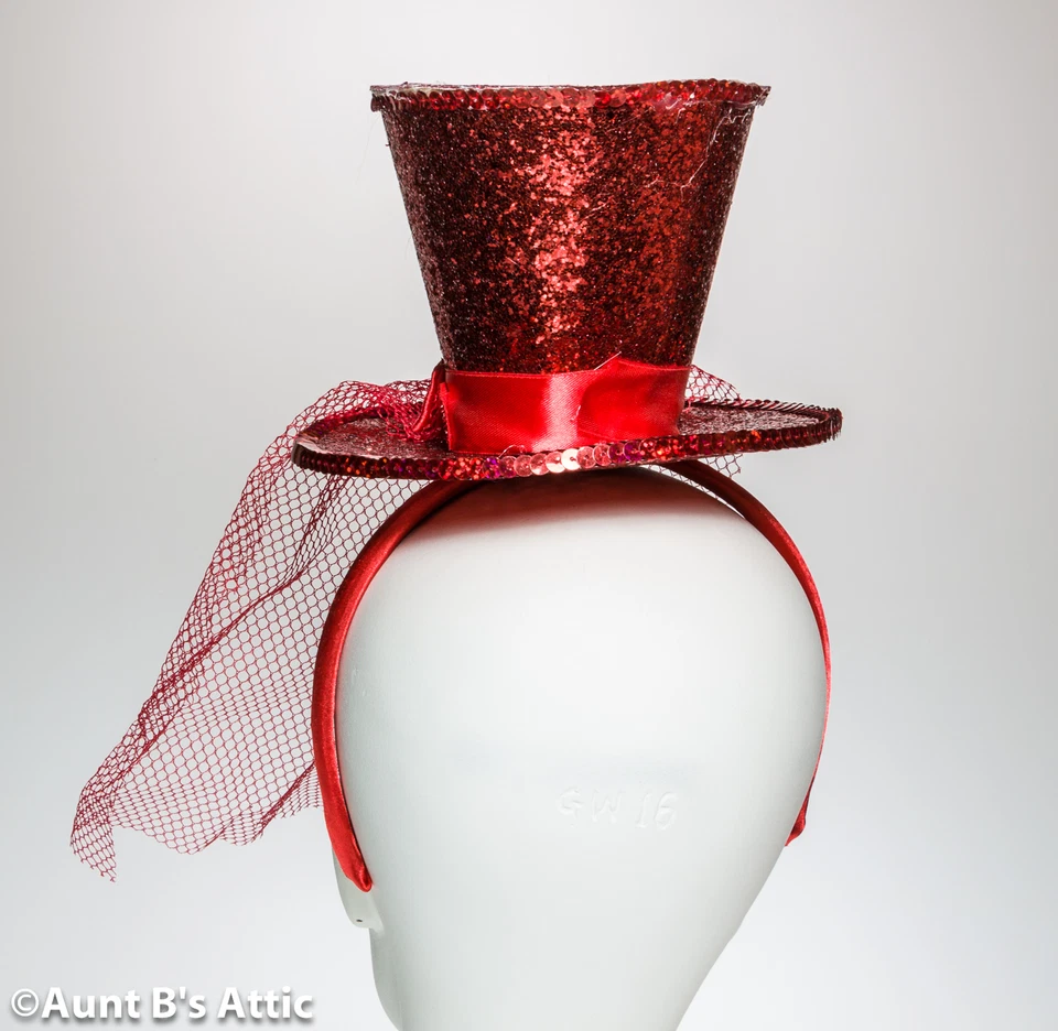 顶帽迷你红色闪光帽带头带滑稽表演女孩服装帽子 — 第 4/4 张图片