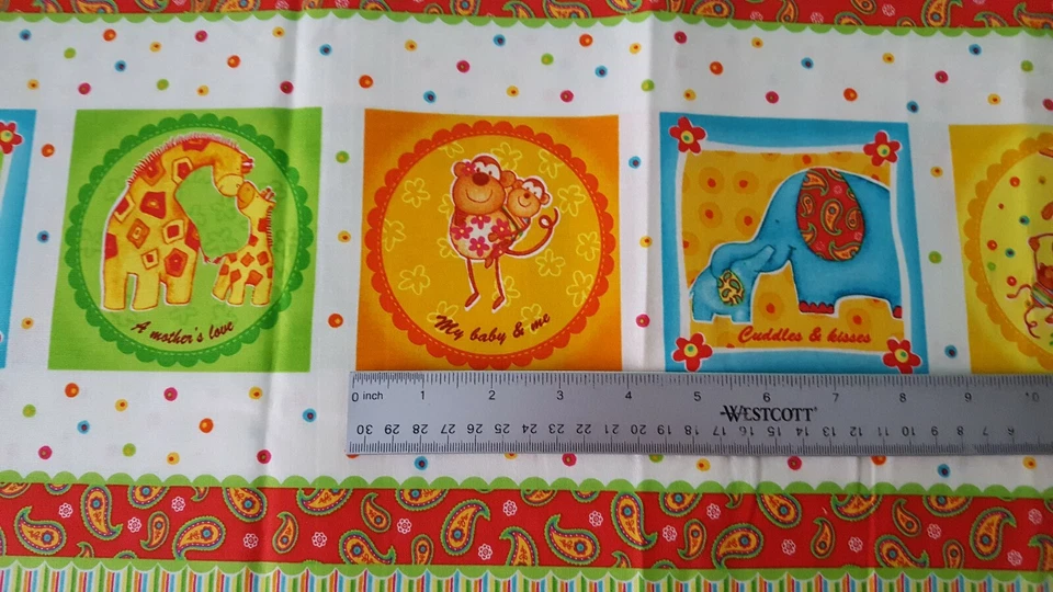 Safari Sweet Heart BTY Diane Eichler Red Rooster Monkey Elephant Giraffe Stripe - Image 2 of 4