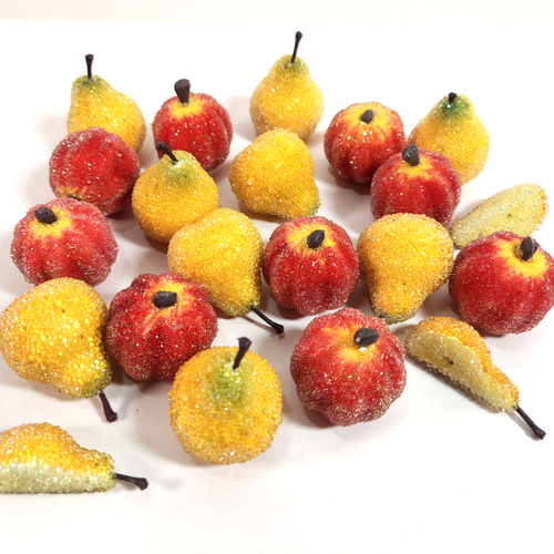 Sugared Beaded Faux Fruit Mini Pumpkins Pears Fall Thanksgiving Decor 21 pieces - 第 1/8 張圖片