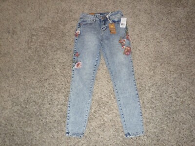 Hippie Laundry High Rise Skinny Jeans Floral Embroidered