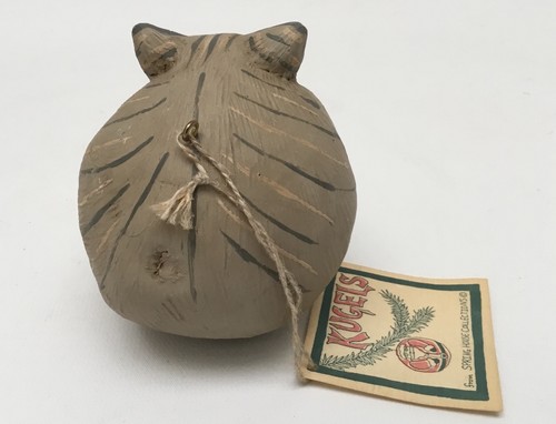 Kugels Carved Folk Art Cat Ball Ornament with Tag - Picture 2 of 4