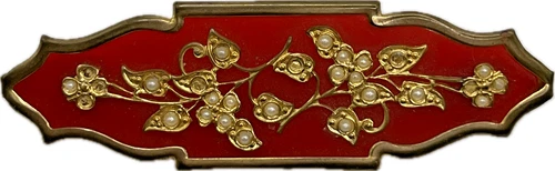 Red Cherry BAKELITE w/ Floral Overlay Brooch Pin Vintage Costume Jewelry