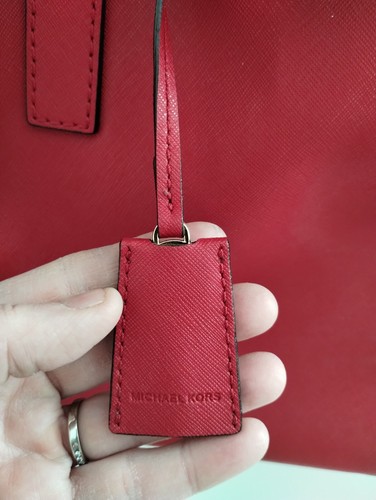Michael Kors Large Red Hamilton Satchel Handbag Purse PVC stuctured Tote - Picture 11 of 11