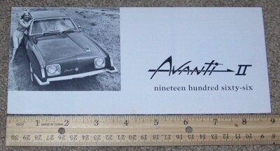 Vintage 1966 66 AVANTI II Car Dealer Sales Brochure Catalog NOS | eBay