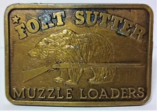 Vintage Fort Sutter Muzzle Loaders Belt Buckle Brass Tone