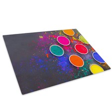 Colourful Paint Pot Glass Chopping Board Kitchen Worktop Saver Protector