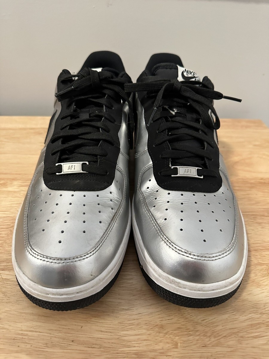 Men's Size 13 Nike Air Force 1 Metallic Silver/Black #488298-054