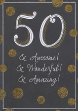 Awesome Wonderful Amazing Designer Greetings Age 50 / 50th Birthday Card