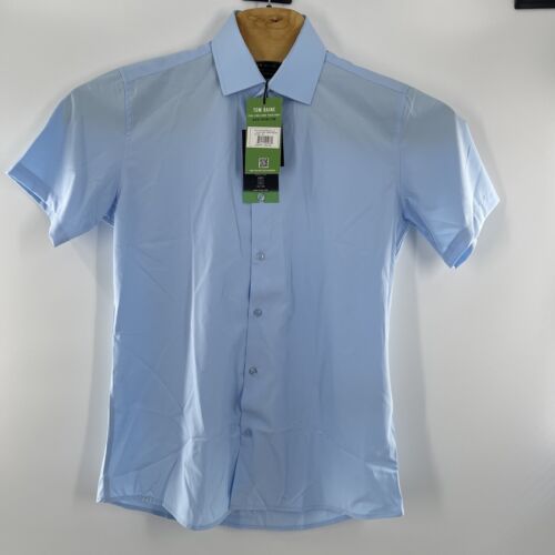 NWT TOM BAINE Men's Slim Fit Short Sleeve Performance Button Down Dress Shirt