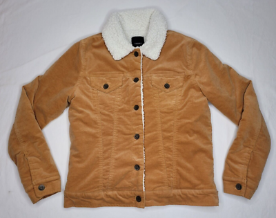 Forever 21 Womens Small Brown Button Up Sherpa Jacket Cotton Faux