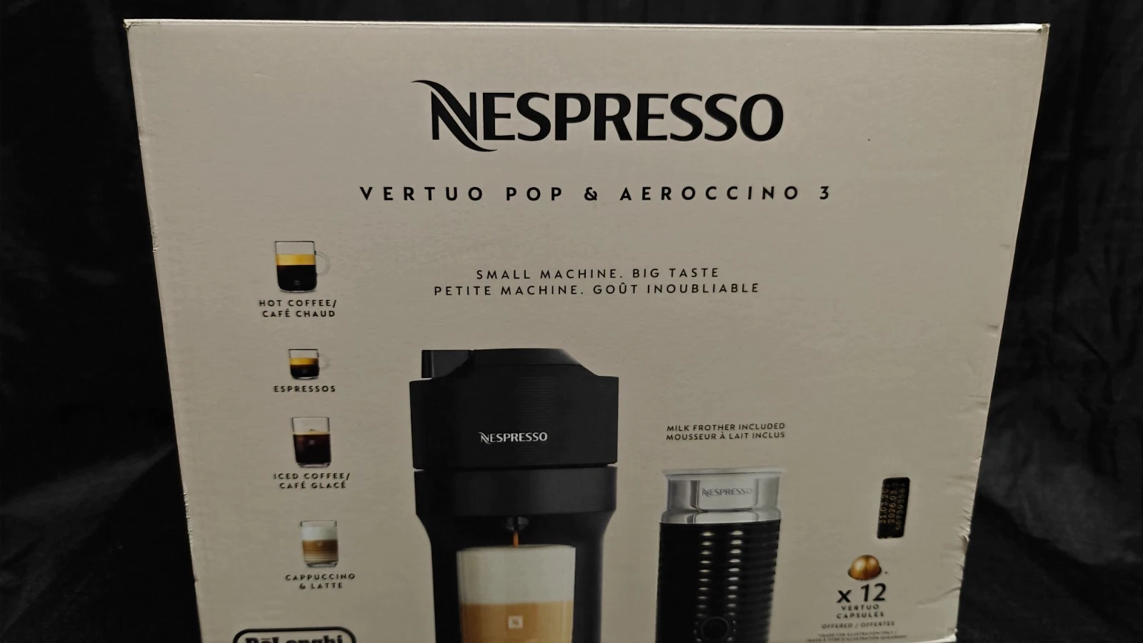 DeLonghi ENV90BAE Nespresso Vertuo Pop + & Aeroccino 3 with Frother - NEW IN BOX