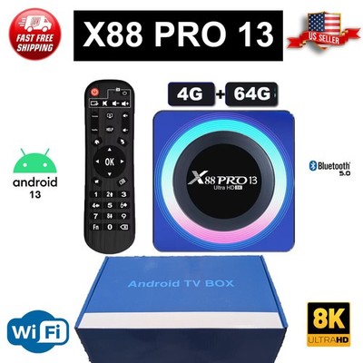 X88 PRO 13 Android 13.0 TV Box  4GB RAM 64GB ROM with WiFi 6 8K 6K 4K, TV