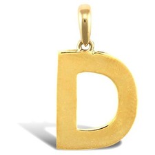 Classic 9ct Yellow Gold Initial Pendant Plain Letter 'D' Charm Gift