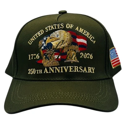 US 250th Anniversary Embroidered Cap Structured Baseball Hat America Eagle - Image 1 of 3