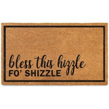 Bless This Hizzle Fo Shizzle Door Mat 30x17 Inch, Funny Doormat for Covered O...