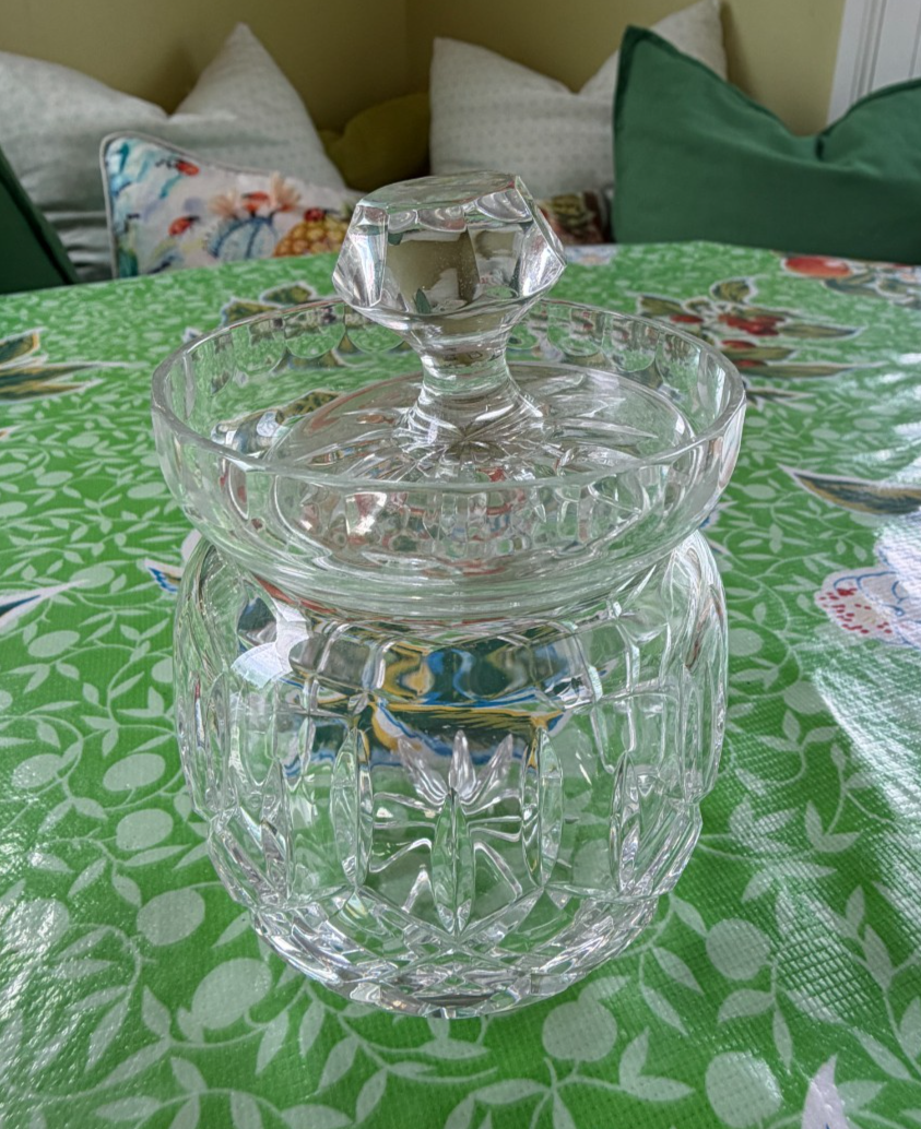 Vintage Irish Galway Irish Cut Crystal Glass Lidded Sugar/Condiment Jar Signed