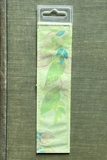 Leaf Print Fabric Bookmark 6" Green Spring Sealed