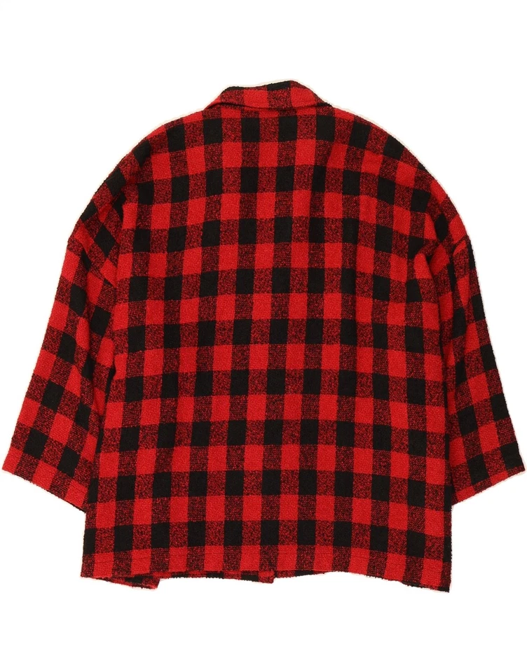 MARC ABBAS Womens 3/4 Sleeve Bomber Jacket One Size Red Gingham Polyester DH52 - Image 2 of 3