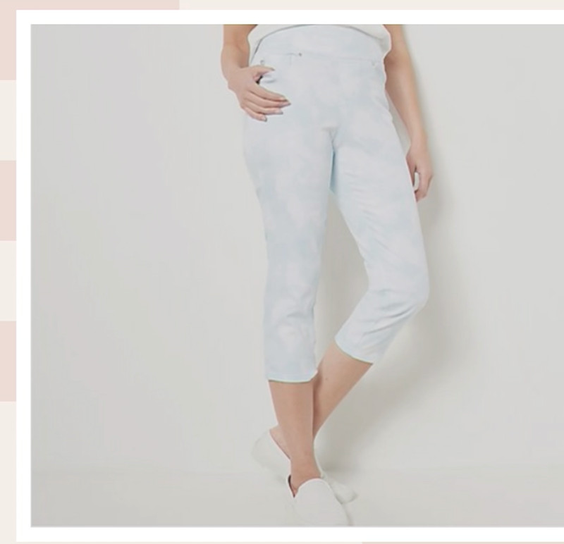 Belle by Kim Gravel Ice Blue 16 Petite TripleLuxe Twill Crop Jean A475536