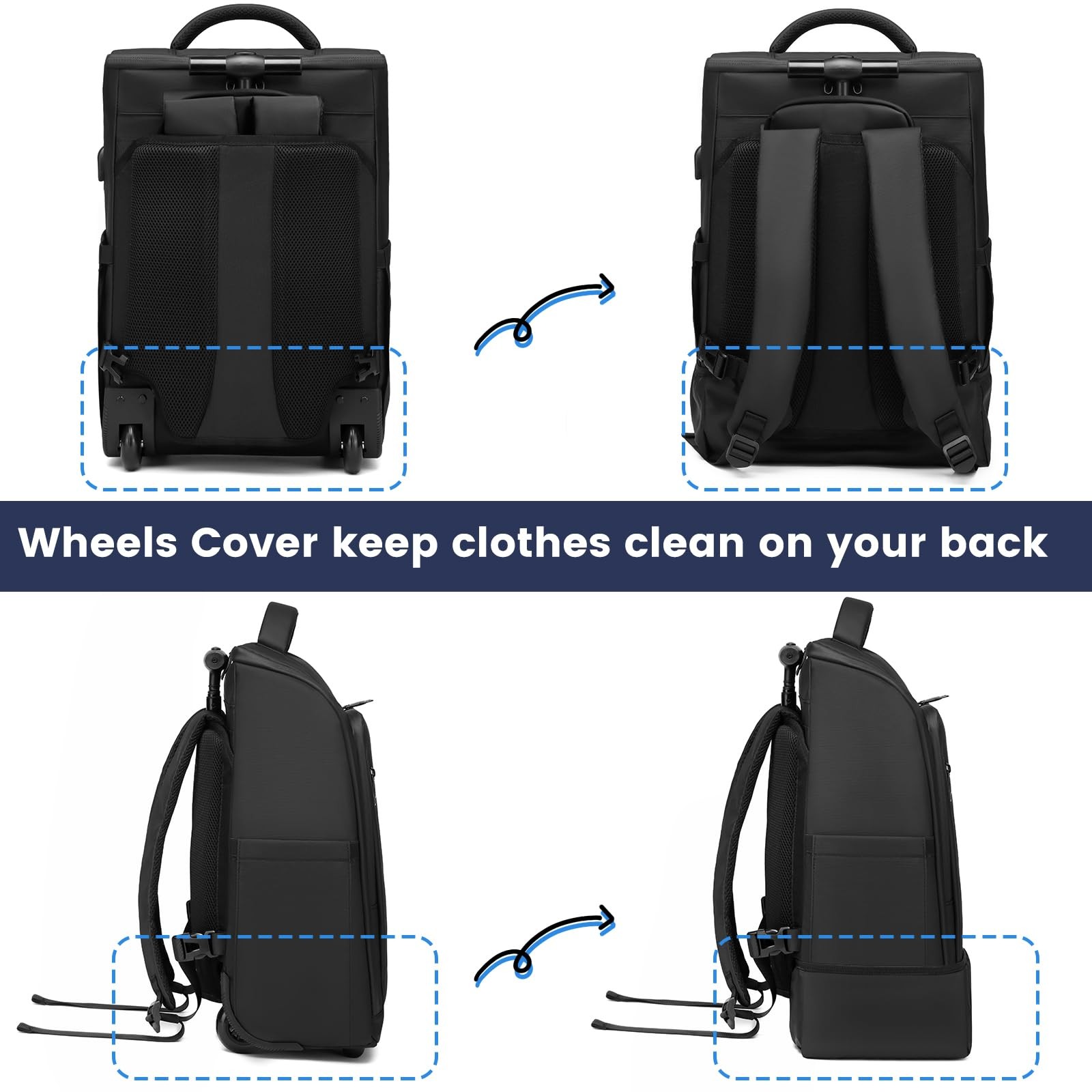 Rolling Backpack Waterproof Commuter Backpack wit… - image 4