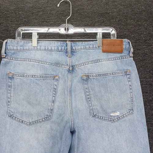 Lucky Brand Jeans Womens 12/31 Blue Boy Mid Rise Relaxed Straight Distressed - Picture 8 of 11