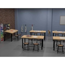 National Public Seating 6218-10 Round Stool, Height Range 18", Masonite Board