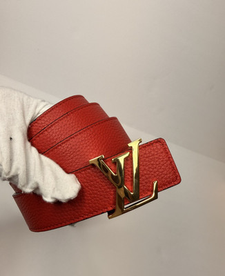 LOUIS VUITTON LV Reversible Monogram Red Belt 90/36 Women's