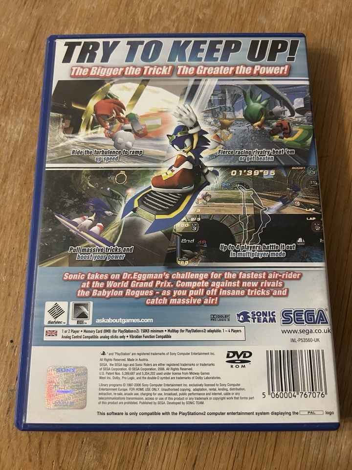 Sonic Riders (Sony PlayStation 2, 2006) - PAL - PS2 - Image 2 of 3