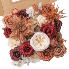 Artificial Flower Box Set Silk Fake Flowers For DIY Wedding Bouquet Burgundy