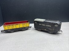 2 Vintage Tin Marx Train Cars Lot For Parts Or Repair