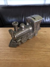 Vintage Made In Japan Metal Locomotive Train Engine Piggy Bank Nice! FREE SHIP!