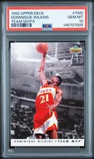 PSA 10 GEM MINT 1992 UPPER DECK DOMINQUE WILKINS #TM2 HAWKS TEAM MVPs 07005 B313