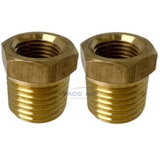 2 Pack 1/4" Male x 1/8" Female NPT Hex Reducer Bushing Adapter Pipe Fitting
