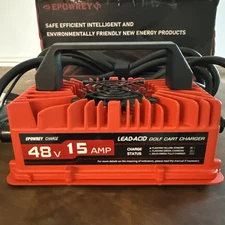 15 AMP 48 Volt Golf Cart Battery Charger Club Car 3-Pin Round Plug For Lead Acid
