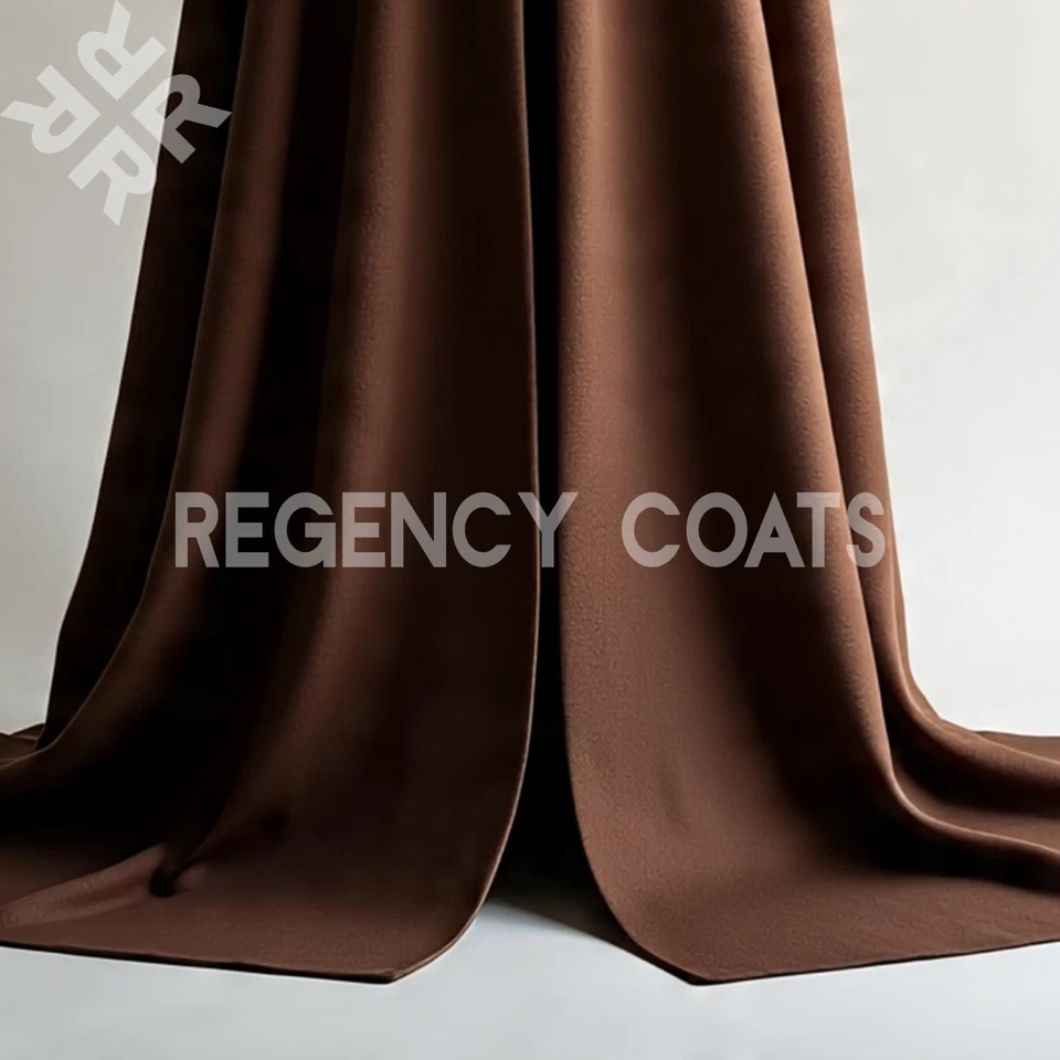 Halloween Círculo Completo Lana Marrón Capa con Capucha, Hasta el Suelo Bruja Gótica Capa Foto 3 de 4