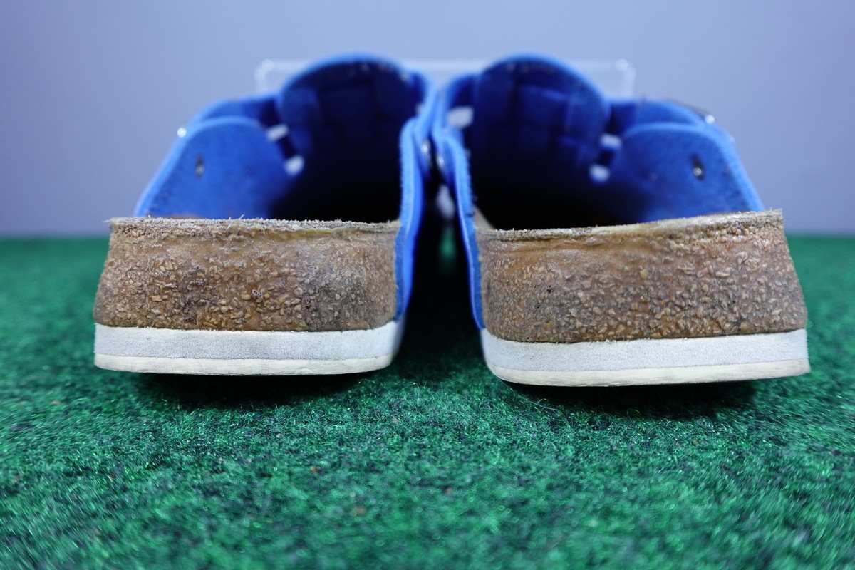 Birkenstock Boston Shoes Womens Size 10 Blue Leather Clogs Dog