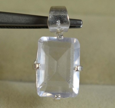 Natural White Montana Sapphire 9.20 Ct Emerald Cut Gemstone Certified Pendant