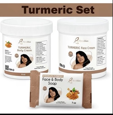 Byenblan Turmeric Skin Care Set Face Cream, Body Cream & Face/Body Soap
