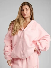 Comfrt Pastel Zip Up Hoodie Limited Edition Bubblegum Pink Sz Small Oversized