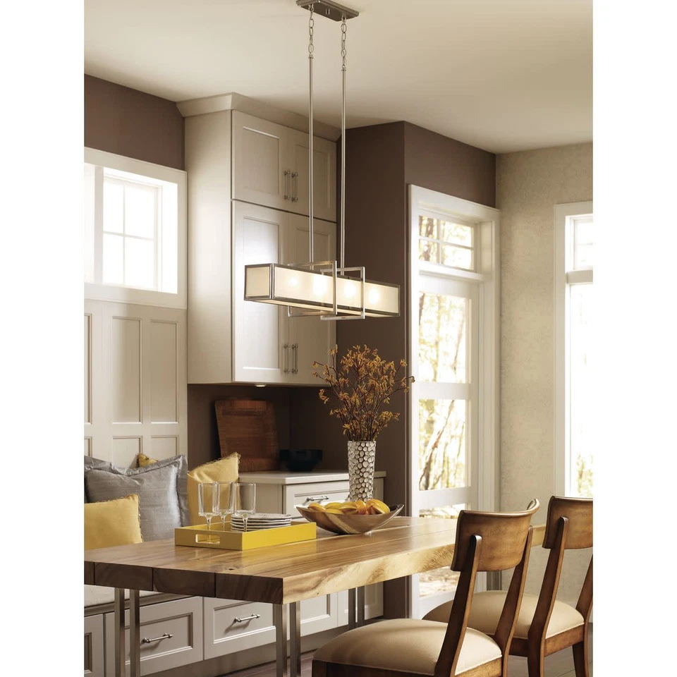 Lámpara de araña lineal Progress Lighting P3898 Nickel Haven 4 luces 34" W Foto 3 de 4