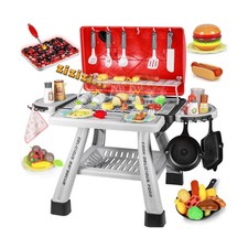 2025 Kids Kitchen Playset Toy Grill BBQ with Smoke Light Outside Pretend Play...