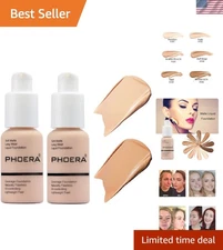 2 Pack PHOERA Full Coverage Foundation & Concealer 24HR Matte Finish Nude & Buff