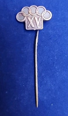 VINTAGE 1952 HELSINKI FINLAND OLYMPICS XV BRONZE PIN 