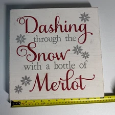 Quill to Paper by Sixtrees Christmas Wall Sign Dashing Through the Snow Merlot