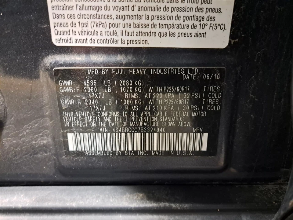 Manija de puerta trasera exterior lado pasajero Rh 2011 Legacy Outback Sku#4231 Foto 3 de 4